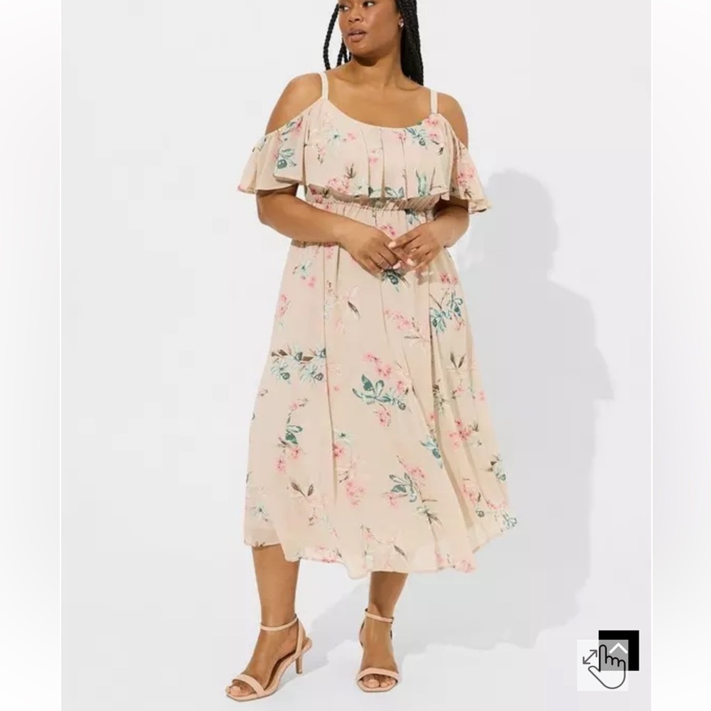 Tea Length Chiffon Cold Shoulder A-Line Dress Torrid Size 6